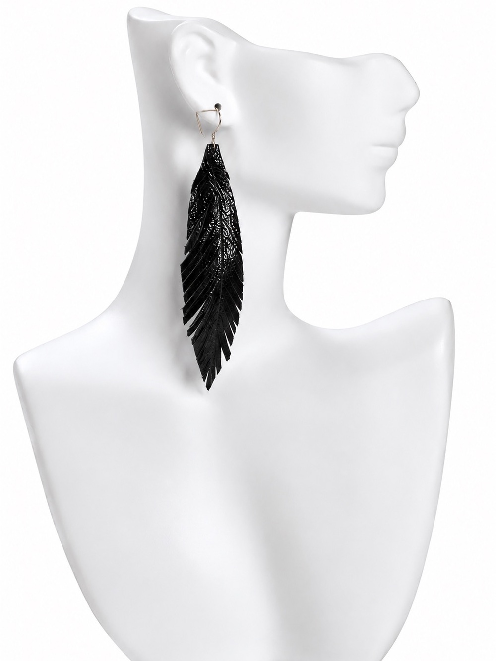 Leather Feather Earrings